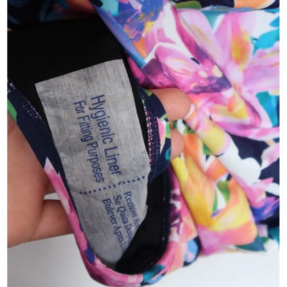 Swim Solutions Garden Dreams One Piece Swimsuit Flutter Sleeve Floral 18 NWT